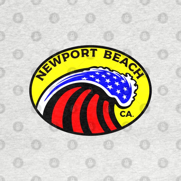 Newport Beach California Surfing Surf Patriotic Wave by DD2019